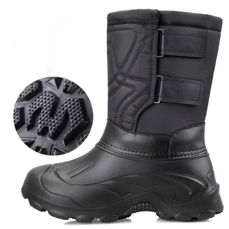 Autumn and Winter Thickened Large Size Men's Waterproof Outdoor Snow Boots Mid-calf Liner Padded Cotton Fishing Boots