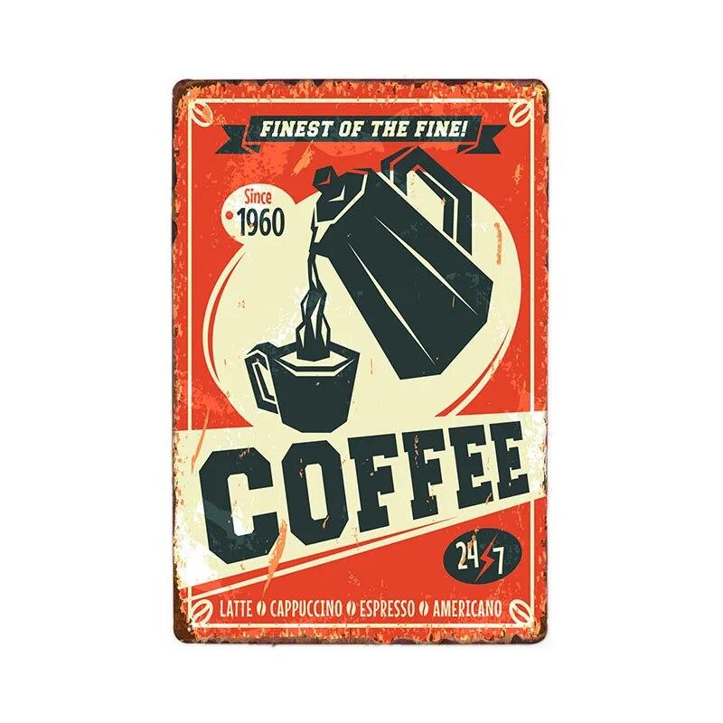 Retro Metal Coffee Tin Signs Cafe Shop Plaque Vintage Bar Pub Wall Decorative Poster Home Decor 20x30cm
