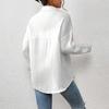 Women Casual Shirt Lapel Long Sleeve Button Down Casual Top with Patch Pocket Solid Color