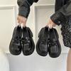 Японские лоферы с бантом на юбке 2025 весна новые ретро круглый носок универсальные толстый высокий каблук маленькие кожаные туфли женские