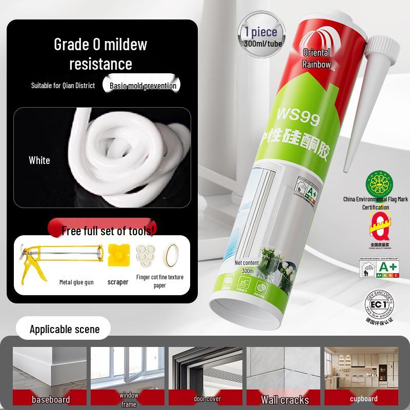 Yuhong Transparent Anti-Mold Waterproof Silicone Sealant for Kitchen, Bathroom, Window, Door, and Toilet.