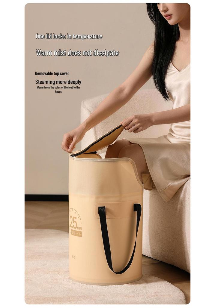 Foldable Foot Bath Basin with Constant Temperature and Steaming, Over-the-Calf Deep Design, Portable for Home Use