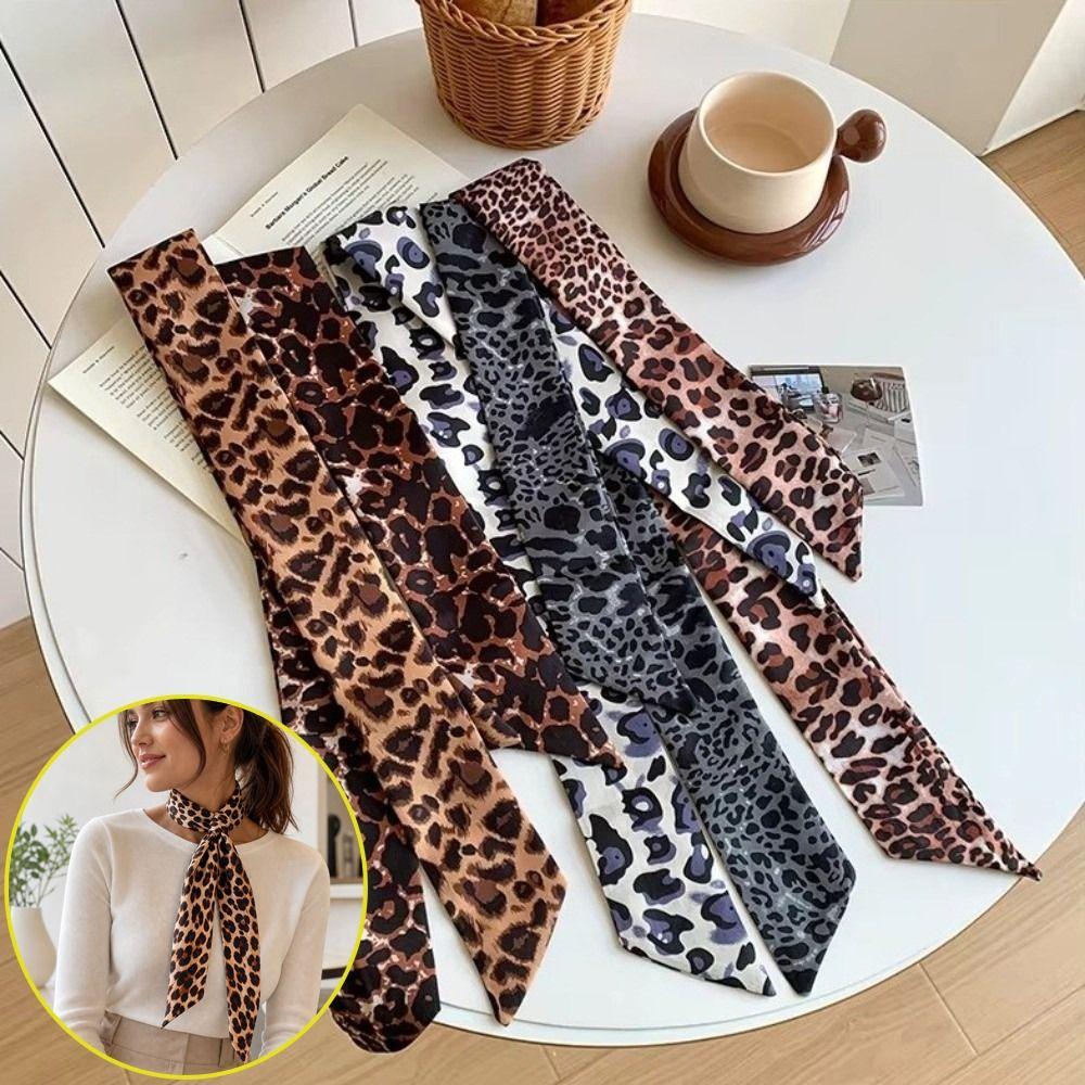 Decoration Slender Scarf Leopard Print Neck Scarf Fashion Decor Ribbon Scarf Bag Decoration