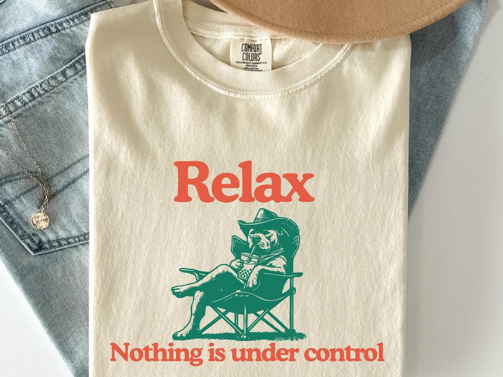 Comfort Colors® Chill Pitbull Vintage Shirt, Relax Nothing Is Under Control Pittie Dog Tee