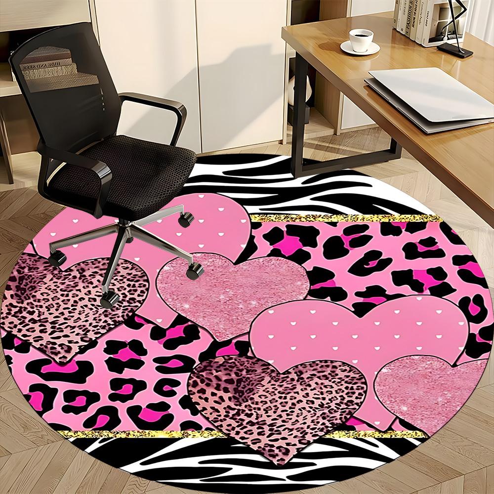 1pc Heart Print Chair Carpet for Office, Non slip, Soft and Durable Office Rug for Interior Decoration