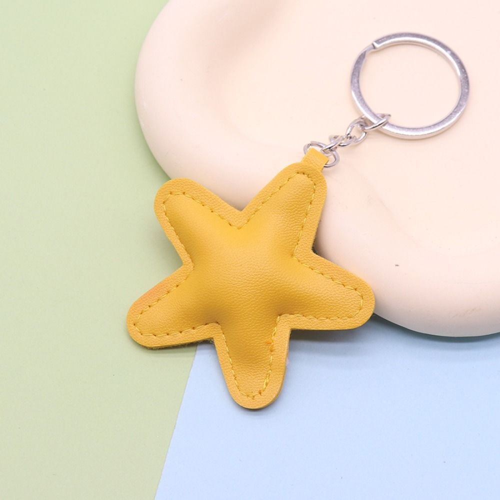 Fashion Leather Keyring Car Key Holder Colorful Pendant Charm Star Shape Keychain Gift
