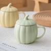 400ml Pumpkin Shape Ceramic Mug with Lid Macaron Color Coffee Cup for Office Home Gift