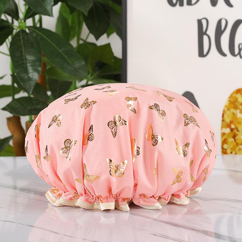 1Pcs Waterproof Shower Cap Double Elastic Shower Cap Dustproof And Smokeproof Shampoo