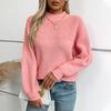 Women's Fall Long Sleeve Crew Neck Sweaters Solid Color Cable Knit Chunky Casual Oversized Pullover Sweater Tops Woven Crewneck Pullover for Women