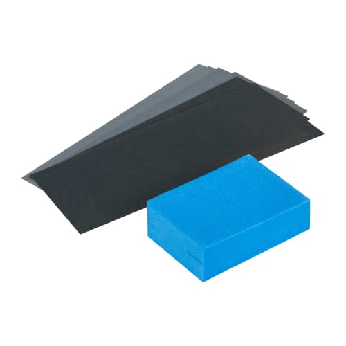 KAKURI Waterproof Sandpaper Set, 6 Sheets (2 Sheets Each of #400, #1000, and #1500) & Paper Grip, for Wet Sanding, Metal, Resin, Stone, Polishing, Rus