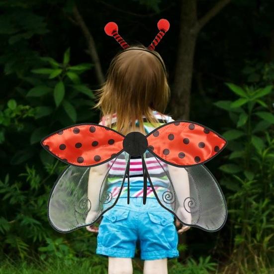 Набор крыльев божьей коровки и пчелы с ободком, органза, аксессуары для костюма для детей и взрослых, декор для костюмированной вечеринки, для выступлений, праздничных мероприятий