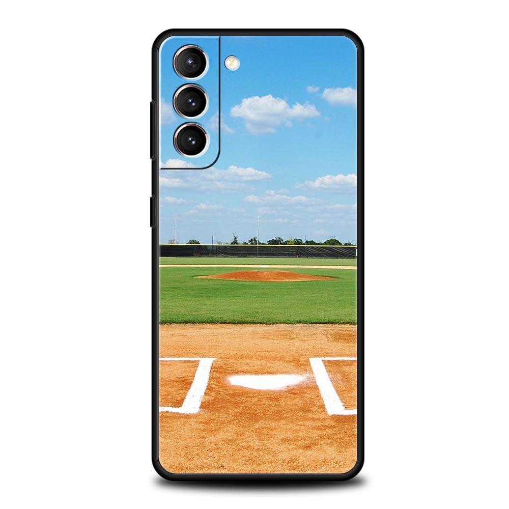 Мягкий ТПУ чехол для телефона Samsung Galaxy S25 S24 S23 S22 S21 Ultra S20 FE 5G S10 S10E Plus Бейсбол Черный Чехол