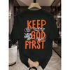 Европейские размеры 'Keep God First' Футболка с круглым вырезом с принтом Удобная Повседневная Стильная Крутая футболка для Мужчин Стильная Модная Футболка Топы