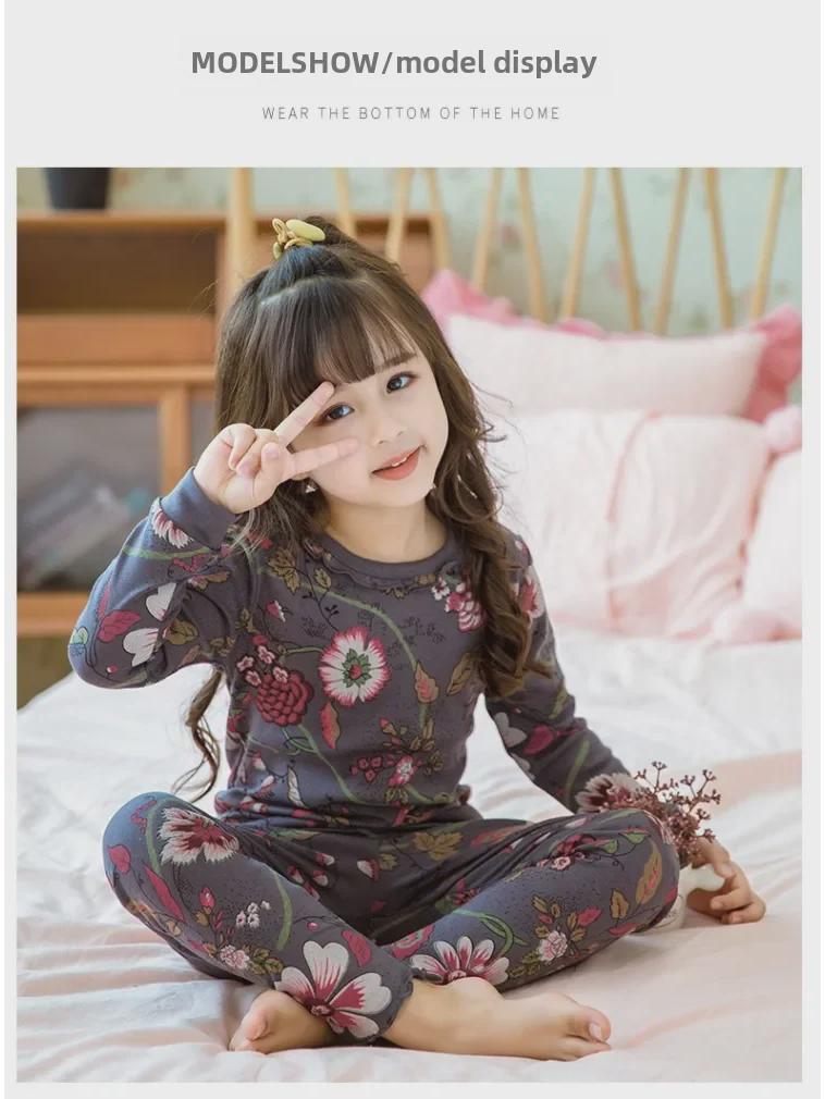 Пижамный комплект «Русалочка» для девочек из хлопка – теплая домашняя одежда на весну/осень с брюками