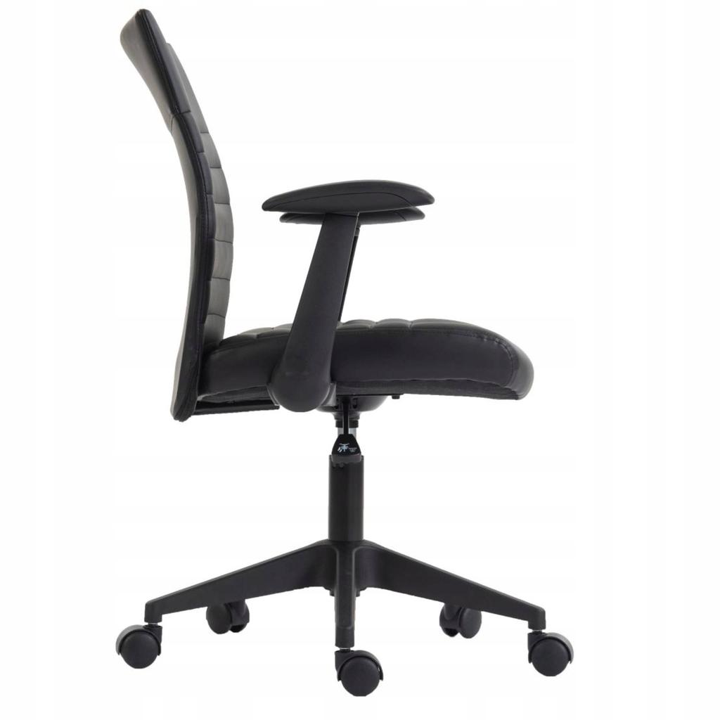 Black faux leather swivel office chair with folding armrests Furnitex