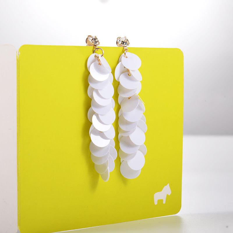 Модные темпераментные многослойные серьги с цветными пайетками, длинные серьги с кисточками, серьги для дикой личности KTJ