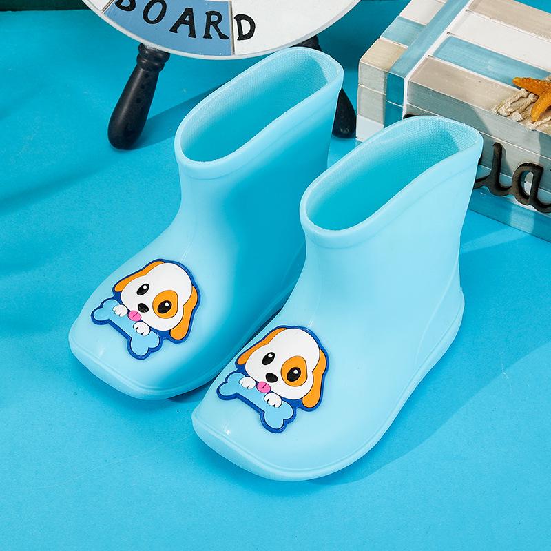 Детские непромокаемые сапоги с мультяшным динозавром, со шнурком, на хлопковой подкладке, для мальчиков и девочек, идеально подходят для детского сада.