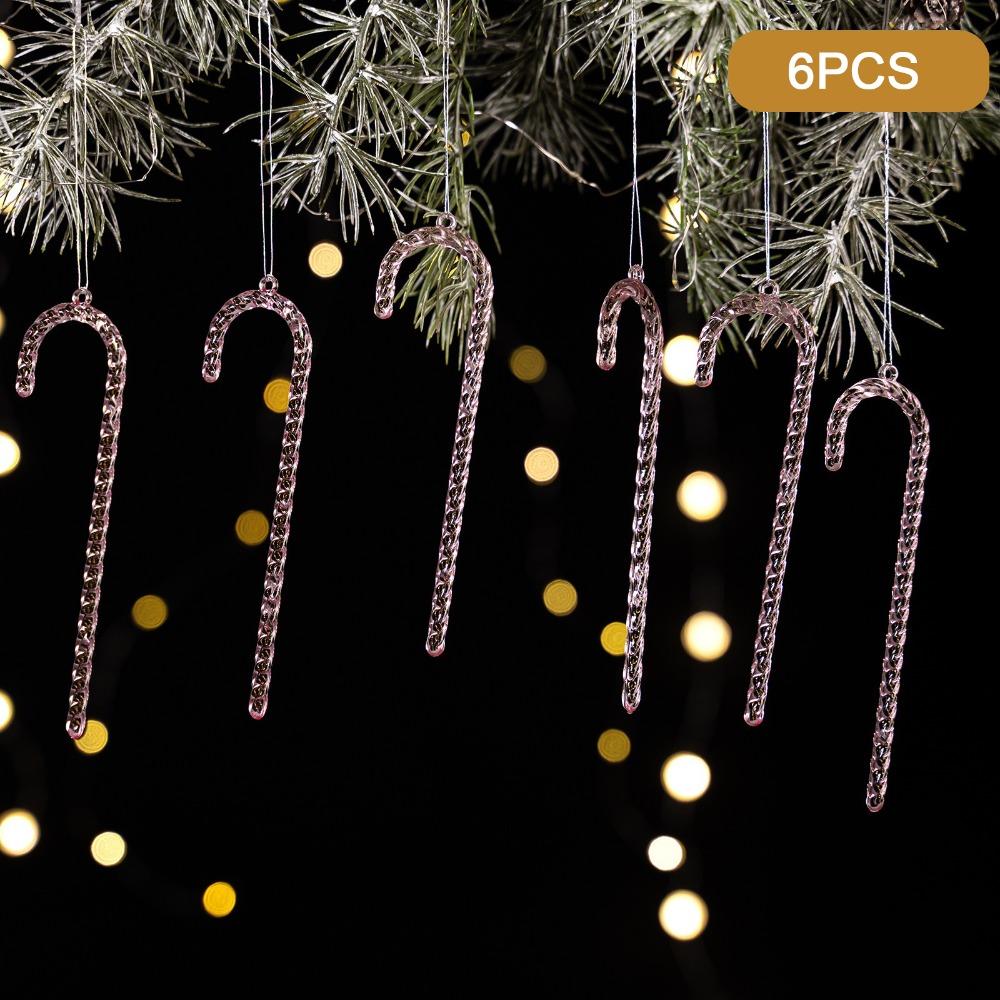 Transparent Acrylic Snowflakes Shatterproof Icicle Pendants Ice Strip Xmas Tree Ornaments New Year