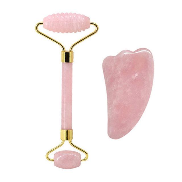 Face Jade Roller Rose Quartz Gua Sha Massage Board Facial Lifting Anti Wrinkle Beauty Skin Care Gouache Scraper Stone Massager