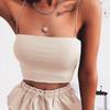 New Fashion Women Spaghetti Strap Crop Top Sexy Bodycon Sleeveless Cami Tube Top Basic Plain Camisole EMA