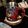 304 Stainless Steel Inner Gothic Flying Dragon Beer Stein Insulated Coffee Mug  Vintage
