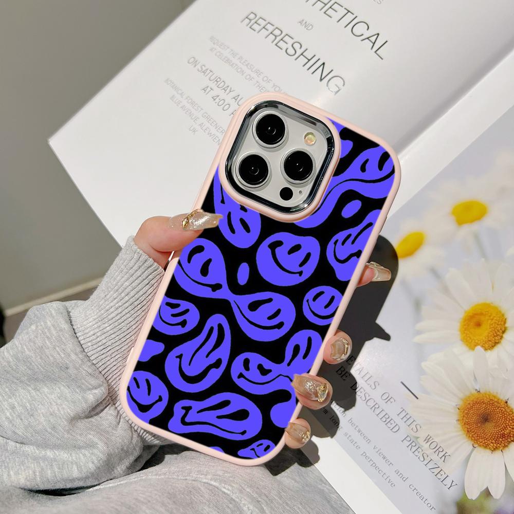Чехлы для телефонов Ae88 Lovely Smiley Art для Samsung A13 A32 A53 A04e A54 S23 S24 Ultra Infinix Hot 40i Huawei P30 Pro, металлическая защитная задняя крышка для камеры
