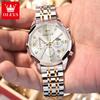 OLEVS 3670 Original Quartz Watch For Men Three Dials 24-hour Moon Phase Luminous Function 30m Waterproof Calendar Window Watch