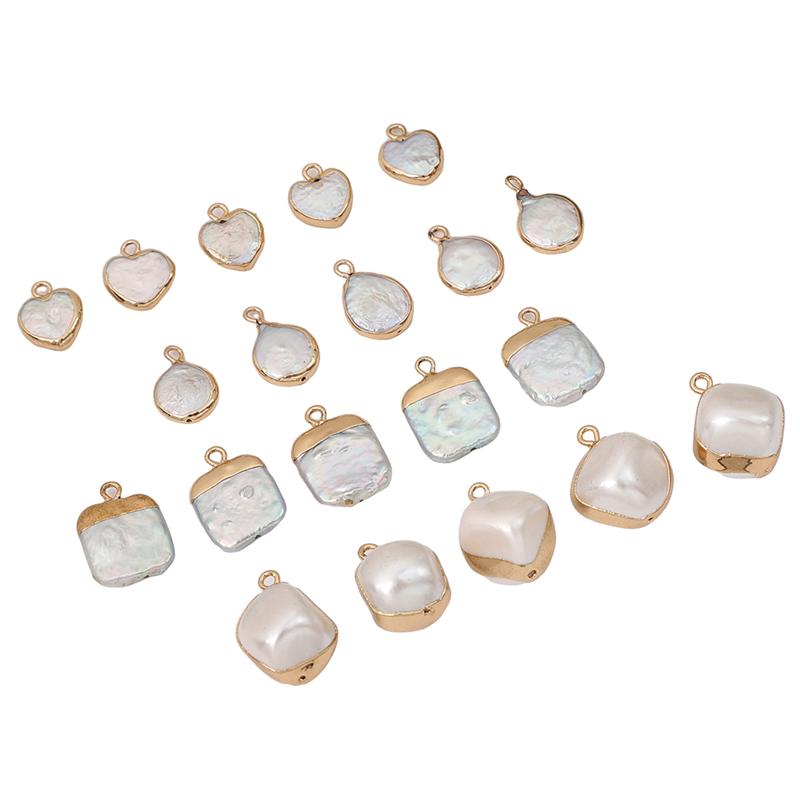 Натуральный пресноводный жемчуг неправильной формы с золотой окантовкой, одинарный подвесной стиль для изготовления ожерелий, браслетов, серег и другой бижутерии своими руками