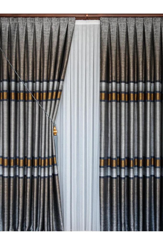 EPeddler Home Одностворчатая занавеска в золотисто-серебряную полоску, плотно плиссированная, жаккардовая, с ярким рисунком