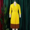 LYRIA Fashion Full Sleeve Notched Neck Solid High Waist Belt Dress Women Autumn Office Lady Pleated Long Africa Midi Dresses 5XL