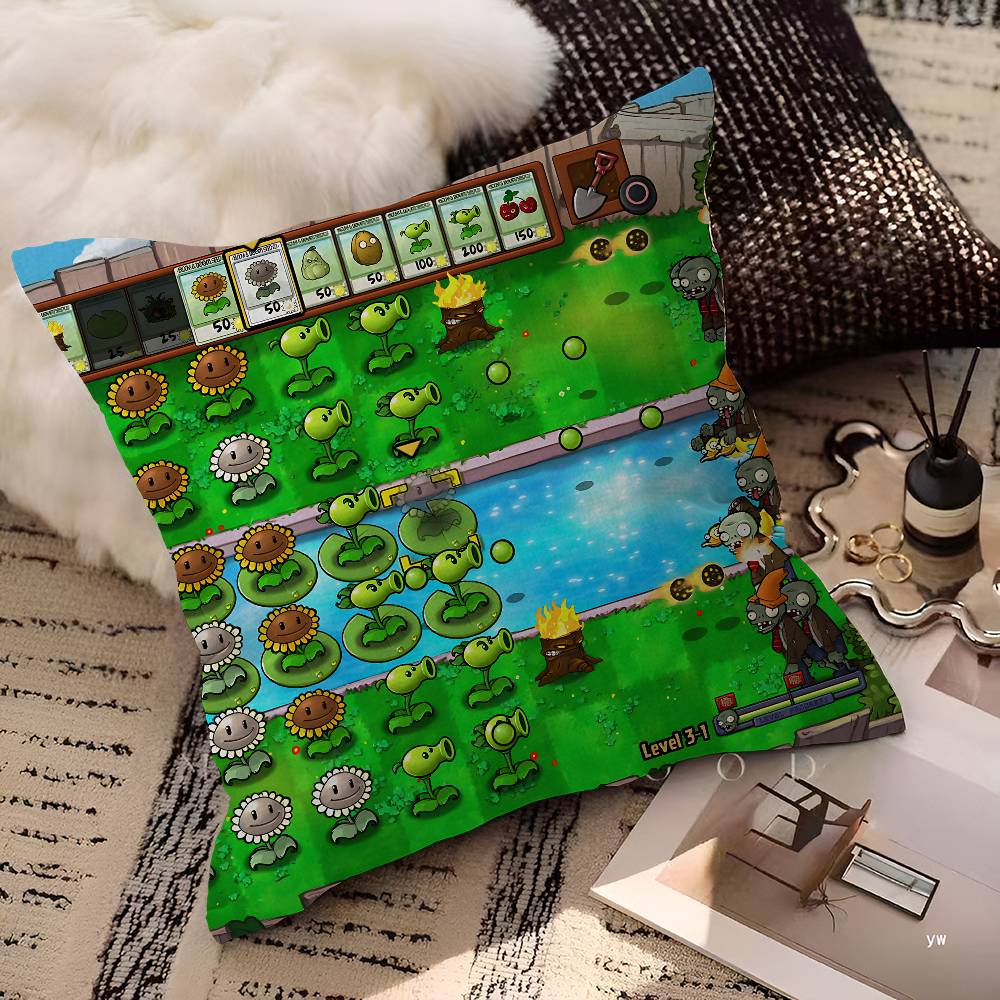 Классическая игра Plants Vs Zombies Наволочка Полиэстер Подушки для дивана Декоративные подушки Декор для дома Наволочка