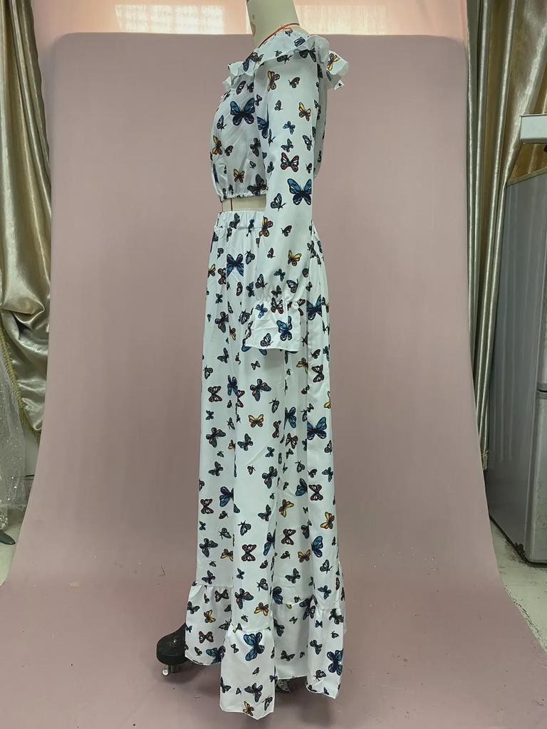 European & American Bohemian Butterfly Print Two-Piece Beach Dress (2025)