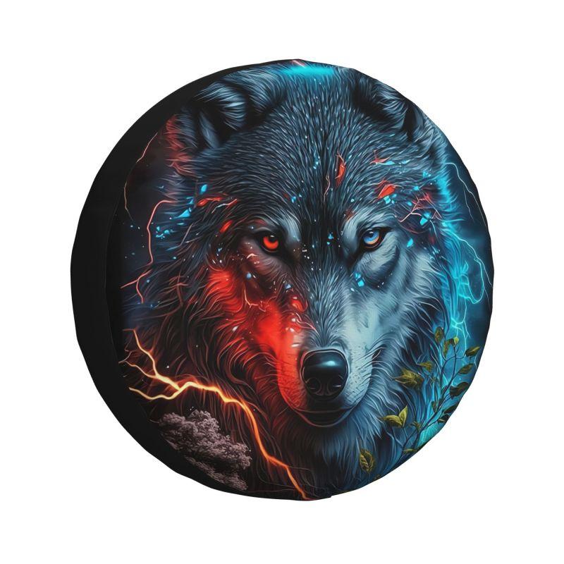 Animal Wolf Tire Cover Camper Wheel Covers for Trailer Tires Waterproof Travel Trailer Accessories for Truck SUV 15 Inch