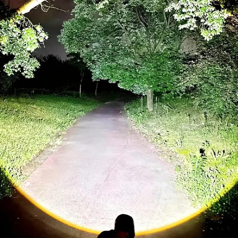 НОВЫЙ мощный светодиодный фонарь 5000 мАч, фонарик COB, перезаряжаемый фонарик для кемпинга, рыбалки, аварийный фонарь