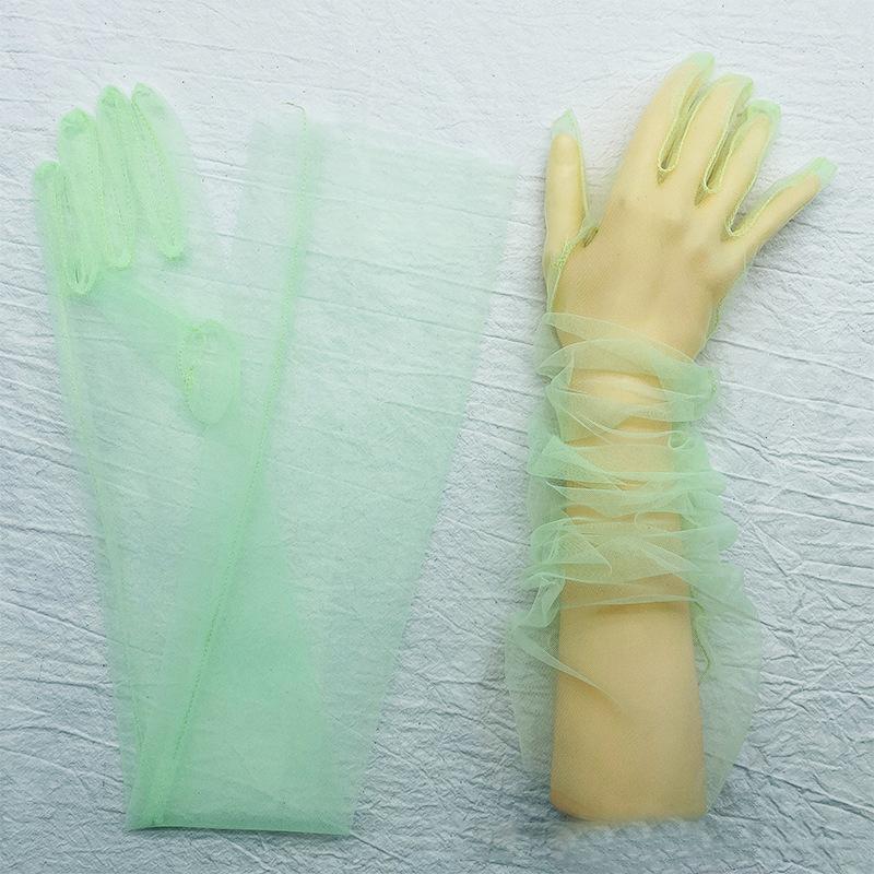 70СМ DIY Тонкая сетка Прозрачный Однотонный Мягкий Сексуальный Косплей Мода Индивидуальность Аксессуары для платья Сценическое выступление Женские Длинные перчатки