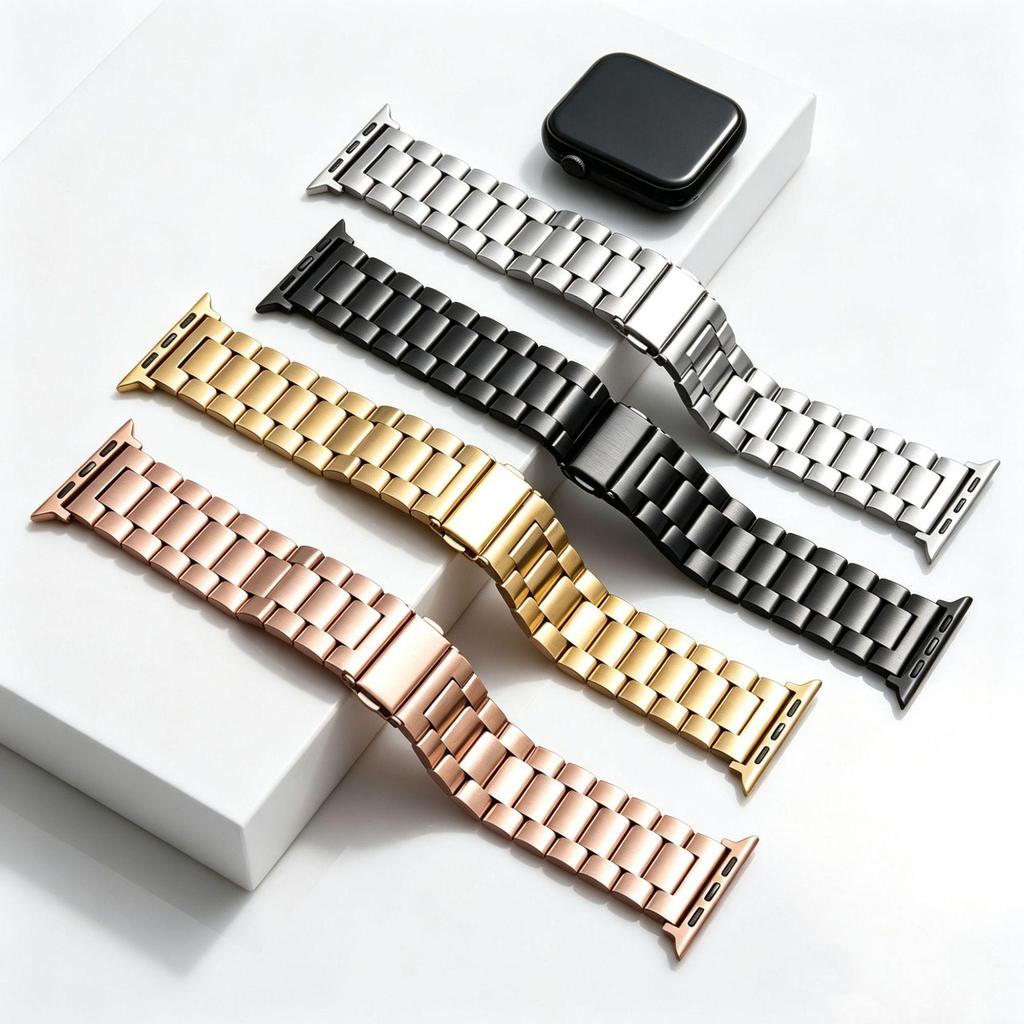 Совместимый трехзвеньевой браслет из нержавеющей стали для Apple iWatch S10/S9 и Huawei GT6