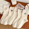 Black Ear-trimmed Socks for Girls, Cute Cartoon Embroidered Lace, School Style Stockings, Ideas, Gauze Labels, Pile Socks