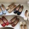 Korean Version of Flat Shoes Soft Leather Ballet Shoes Soft Sole Versatile Shallow Mouth Flat Heel Grandma Shoes One Pedal Small Leather Shoes Bow