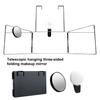Tri-fold Mirror Hands-free No Distortion DIY 10X Magnifier Self Hair Cutting Styling Tri-fold Mirror with Fill Light for Home