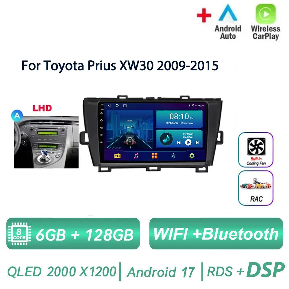 Autoradio multimédia 2 DIN pour Toyota Prius XW30 2009-2015, Android 17, lecteur vidéo, navigation, stéréo, CarPlay, DSP, GPS, unité principale