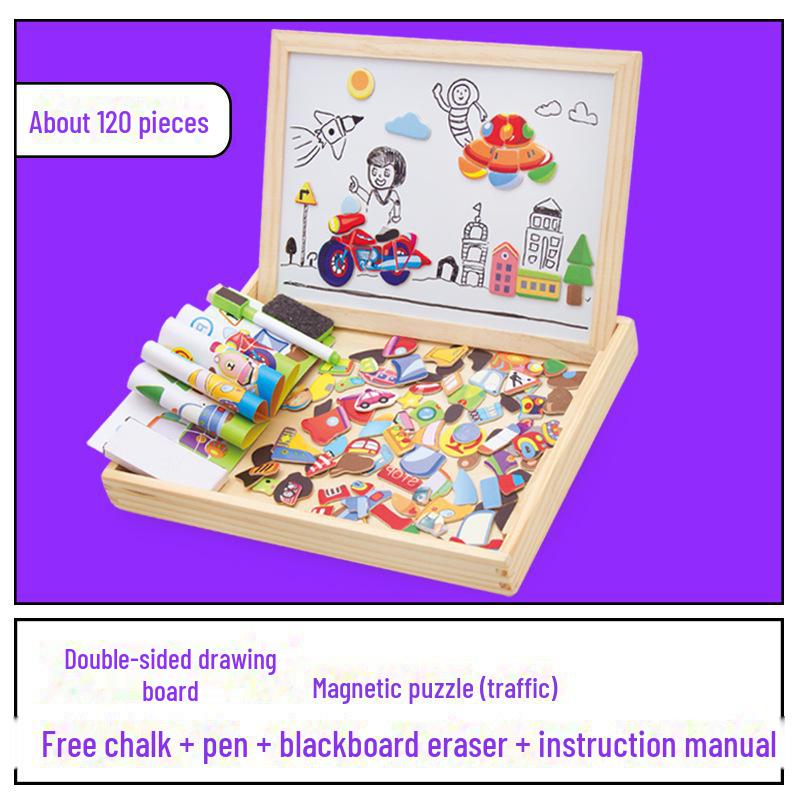 Little Master Educational Magnetic Animal Puzzle & Double-Sided Drawing Board