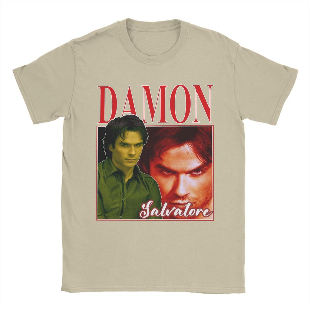 Унисекс с Damon Salvatore Футболки Дневники Вампира Ian Somerhalder 100% Хлопок Одежда С Коротким Рукавом Круглый Вырез Футболки TShirts