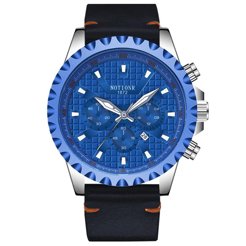 Fashion Men's Calendar Watch Trend Business Men's Watch Water Cube Men's Watch Quartz Men's Watch Simple Men's Watch Leather Watch