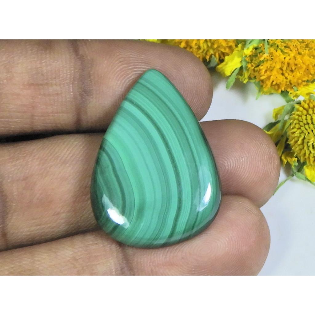 AA++ Natural Green Malachite Pear Cabochon Loose Gemstone 21X32X04MM 37Cts. D-08