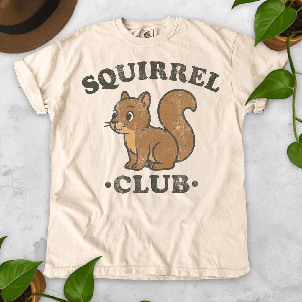 Comfort Colors Squirrel Club T Shirt Cute Vintage Animal Gift for Squirrel Lover Funny Wildlife Nature Graphic Tee