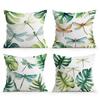 Home Decor Tropical Dragonflies and Leaf Pattern Pillowcase Pattern Cushion Cover Suitable for Sofa Bedroom Car Pillow Cover