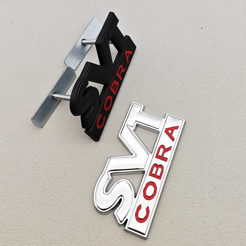 3D Metal Logo SVT COBRA Car Sticker Rear Trunk Badge Front Grille Emblem For Ford Mustang Shelby GT500 GT350 F150 GT Accessories