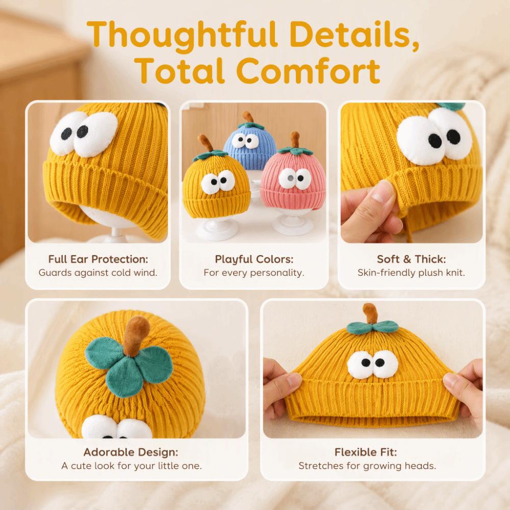 Thick Warm Baby Hat Knitted Yarn Toddler Hat Cute Kids Beanie Outdoor Use