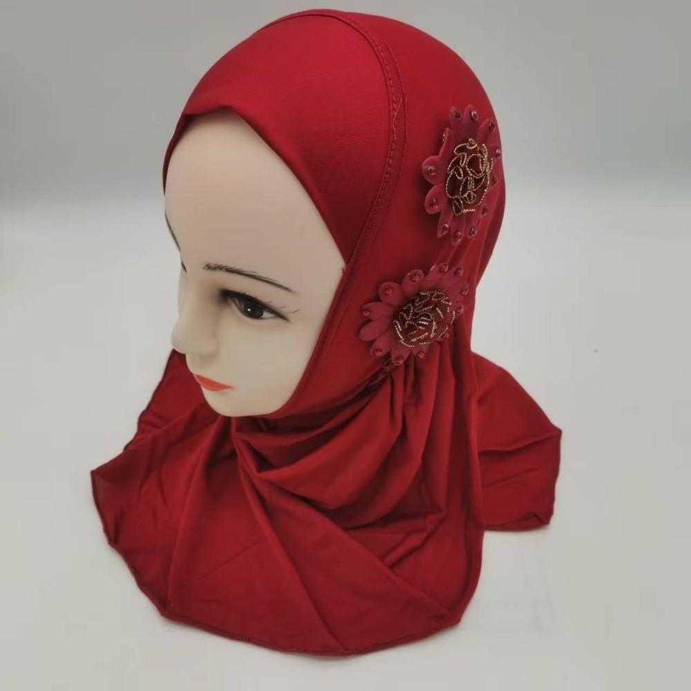 Soft Girls Prayer Hat Turban Ethnic-Style Patterns Head Wrap Fashion Children Hijab Daily Wear