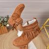 Fashion 2025 New Women Ankle Boots Rivet Comfortable Buckle Warm Shoes Casual Flat Women Shoes Retro Tassels Round Toe Short Boots Women
